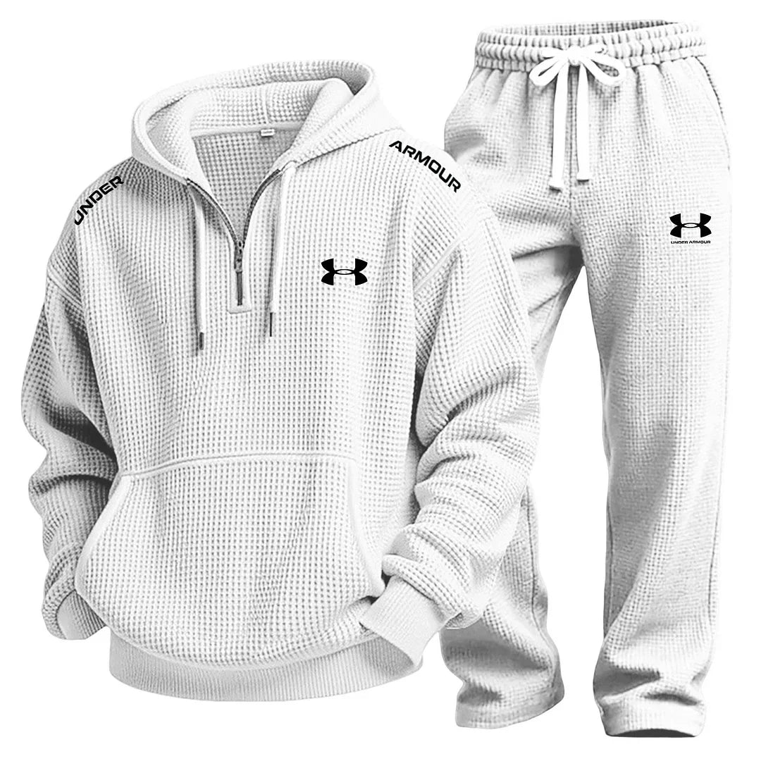 Men’s Charcoal Textured Tracksuit – Relaxed Fit Hoodie & Jogger Set