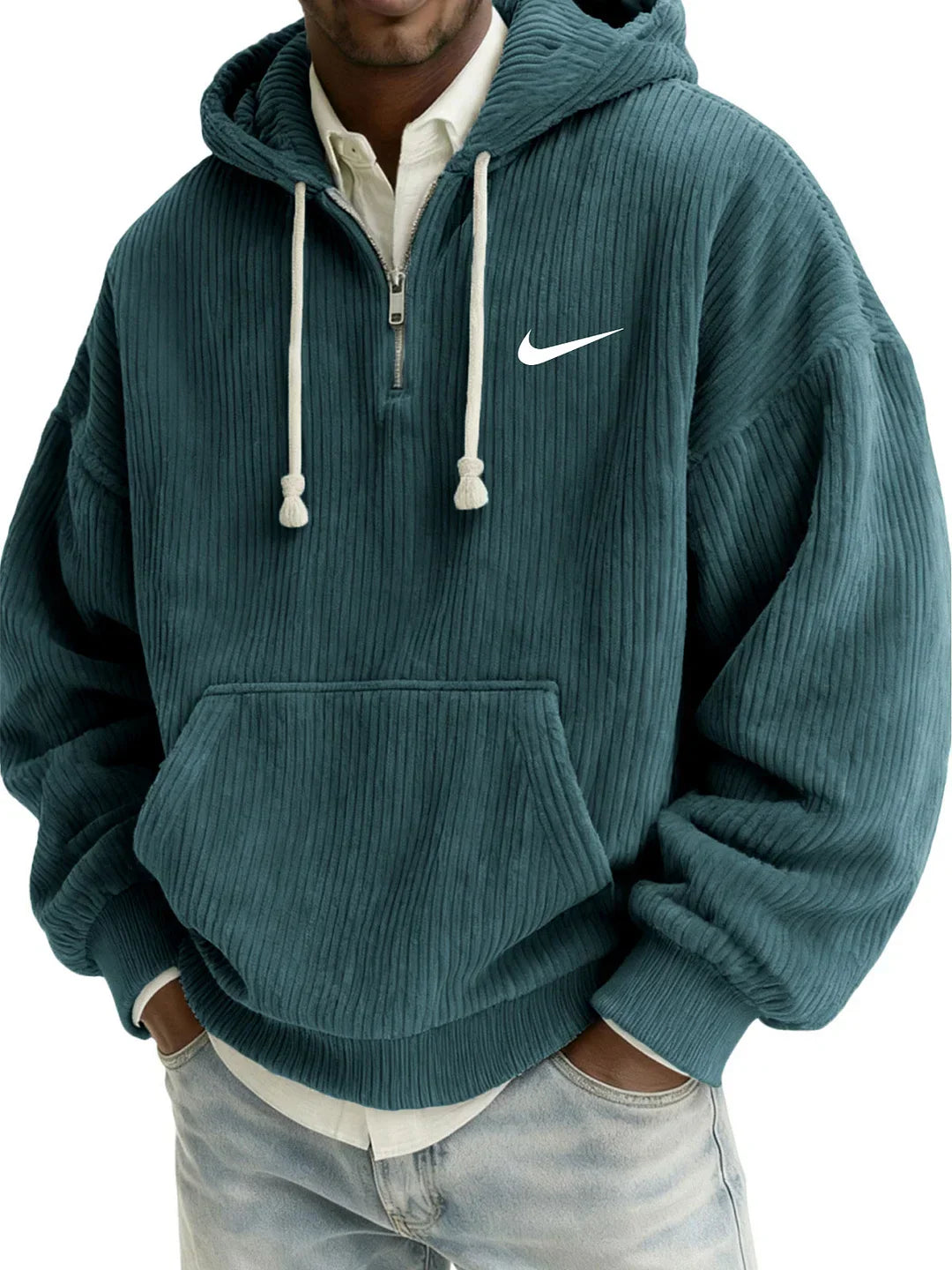 Men’s Oversized Ribbed Hoodie – Premium Textured Casual Pullover