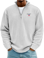 Men’s  Ribbed Quarter-Zip Sweater – Relaxed Fit Premium Pullover