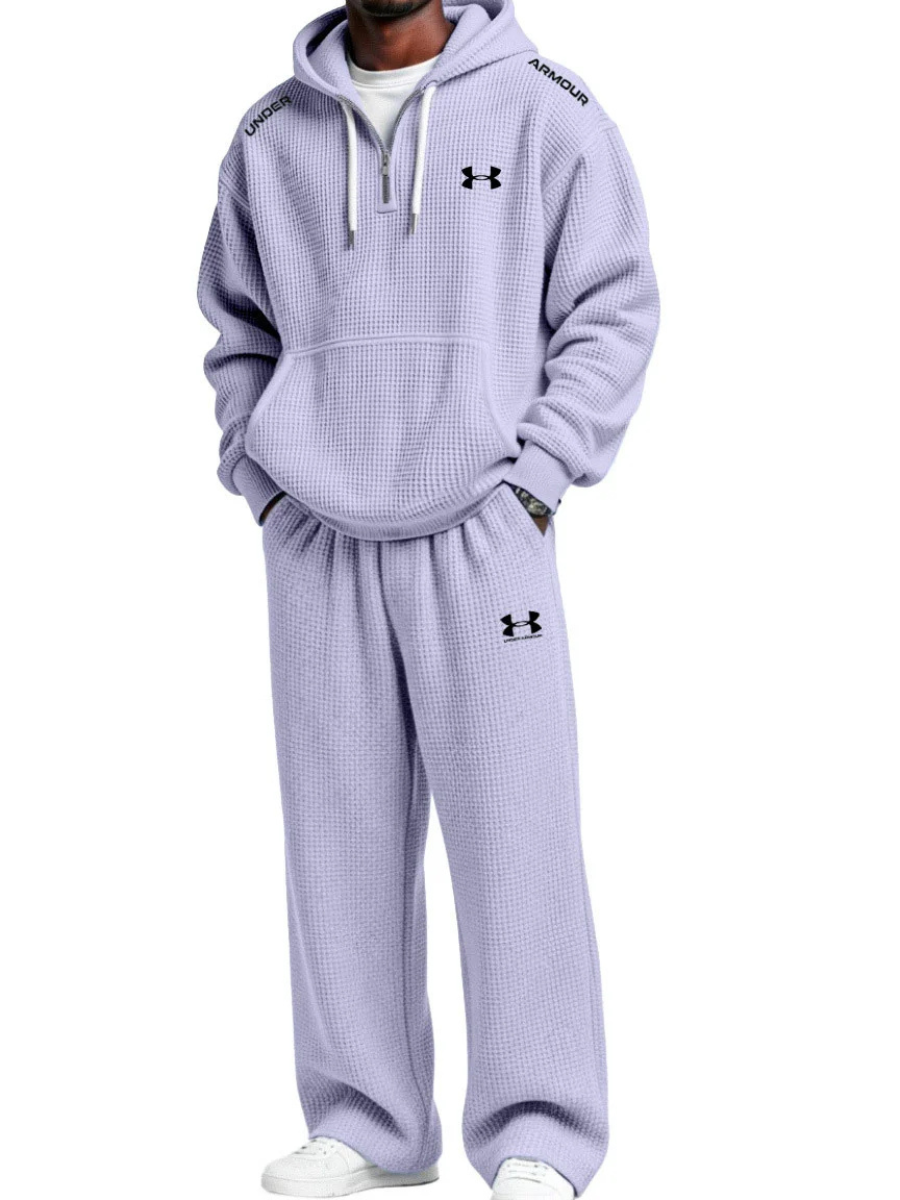 Men’s Charcoal Textured Tracksuit – Relaxed Fit Hoodie & Jogger Set