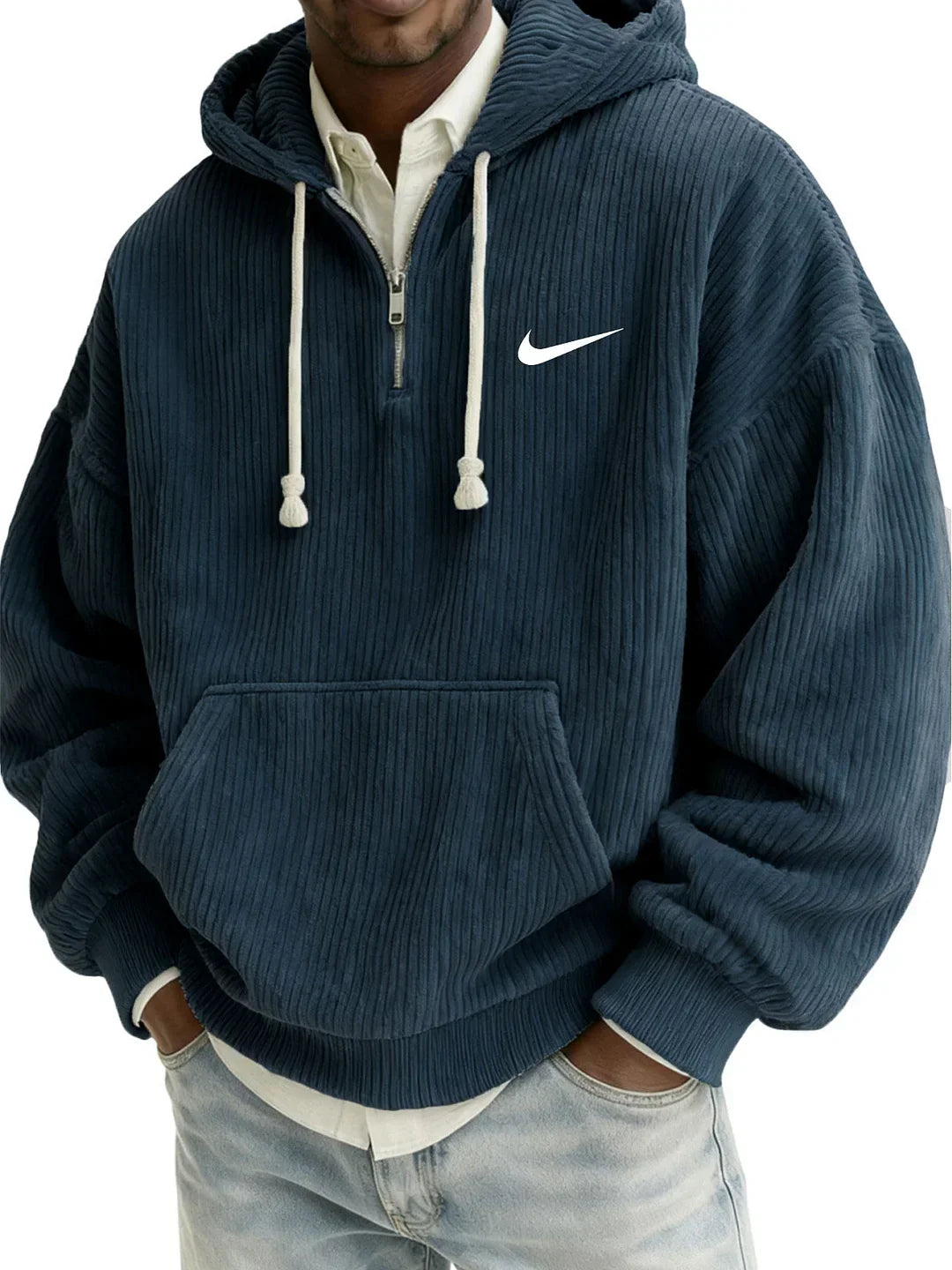 Men’s Oversized Ribbed Hoodie – Premium Textured Casual Pullover