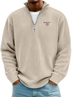 Men’s  Ribbed Quarter-Zip Sweater – Relaxed Fit Premium Pullover