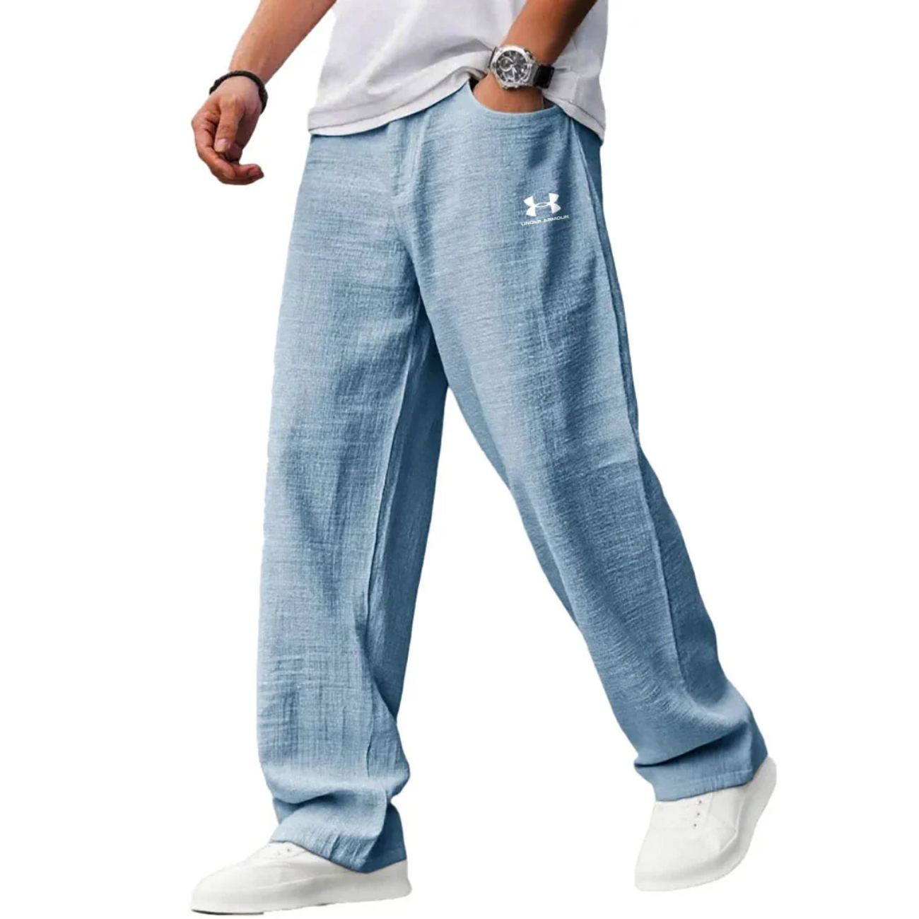Men’s Charcoal Relaxed Fit Lounge Pants – Textured Wide-Leg Casual Trousers