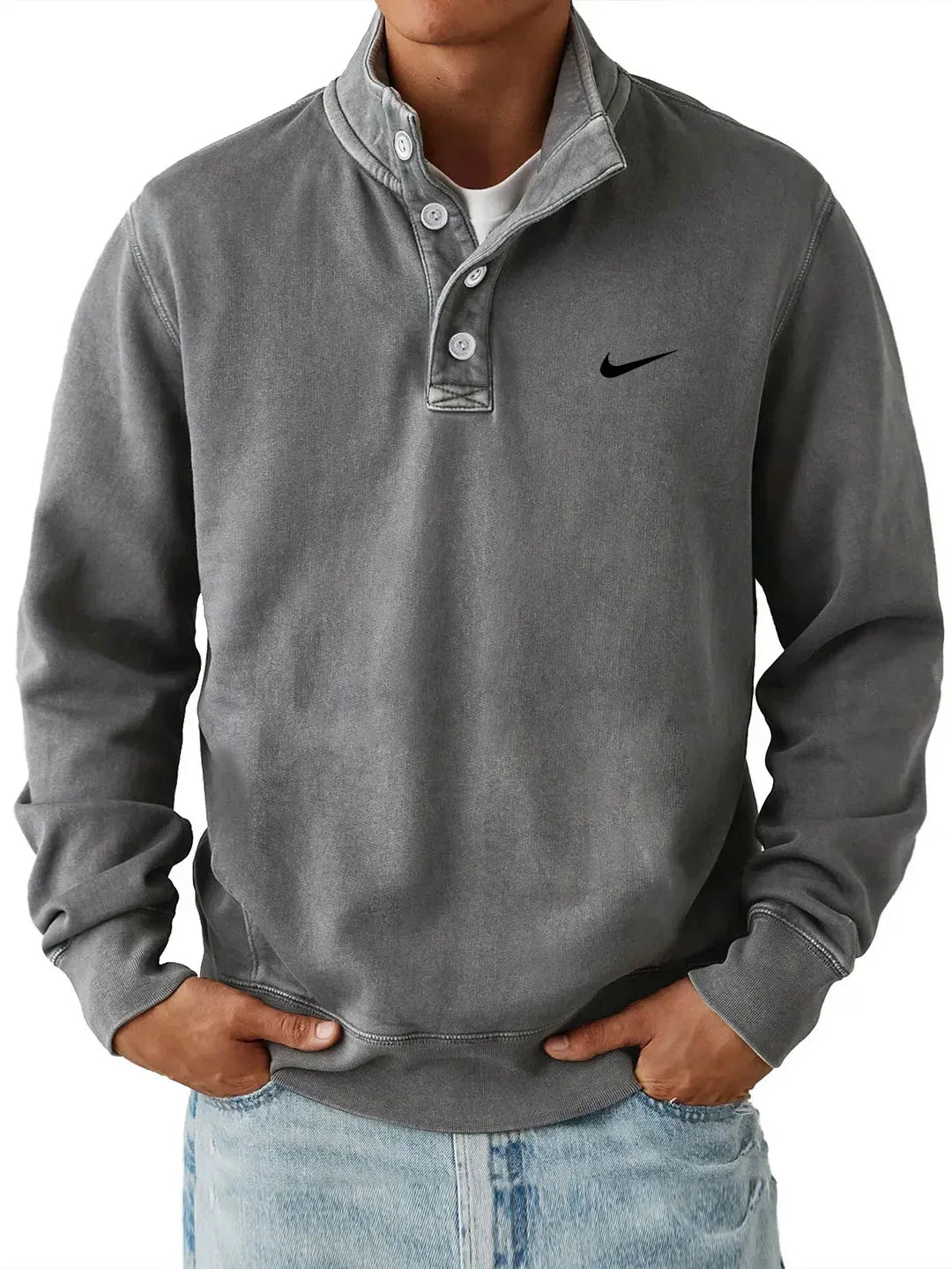 Men’s Collar Sweatshirt – Slim Fit Casual Pullover