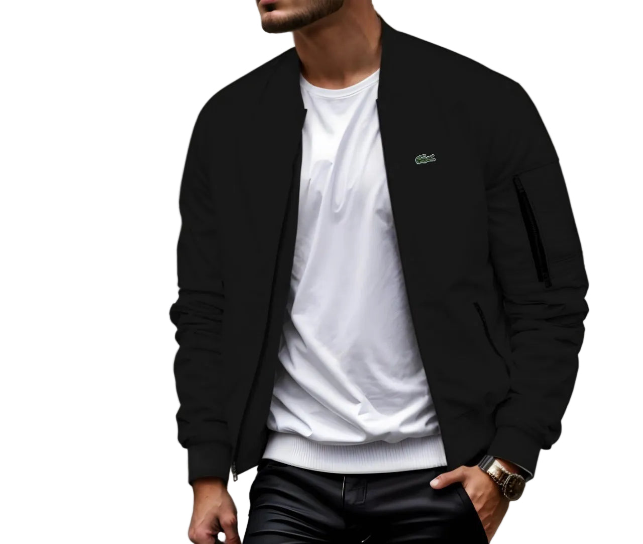 Men’s  Zip Bomber Jacket – Slim Fit Casual Streetwear Coat