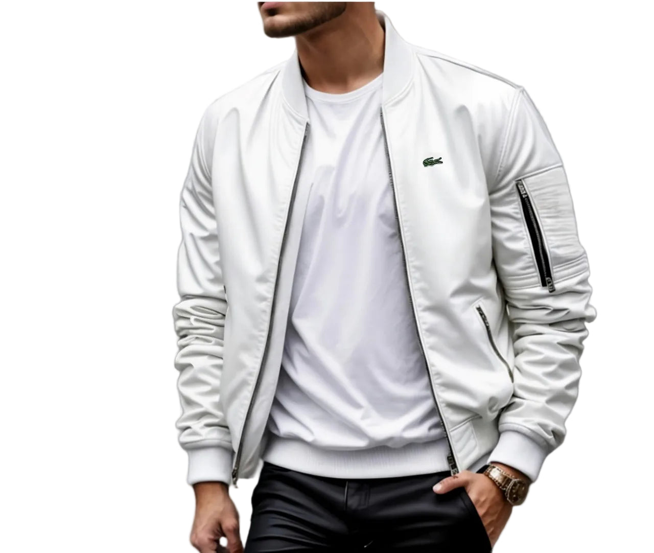 Men’s  Zip Bomber Jacket – Slim Fit Casual Streetwear Coat