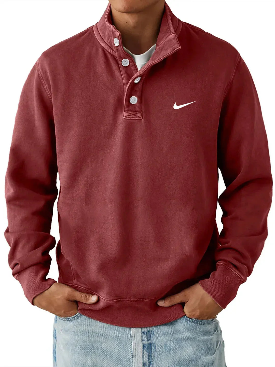 Men’s Collar Sweatshirt – Slim Fit Casual Pullover