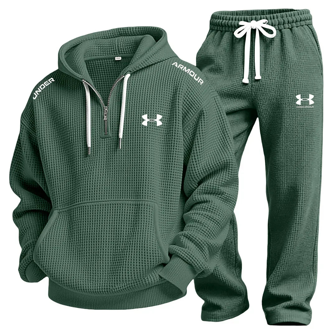 Men’s Charcoal Textured Tracksuit – Relaxed Fit Hoodie & Jogger Set