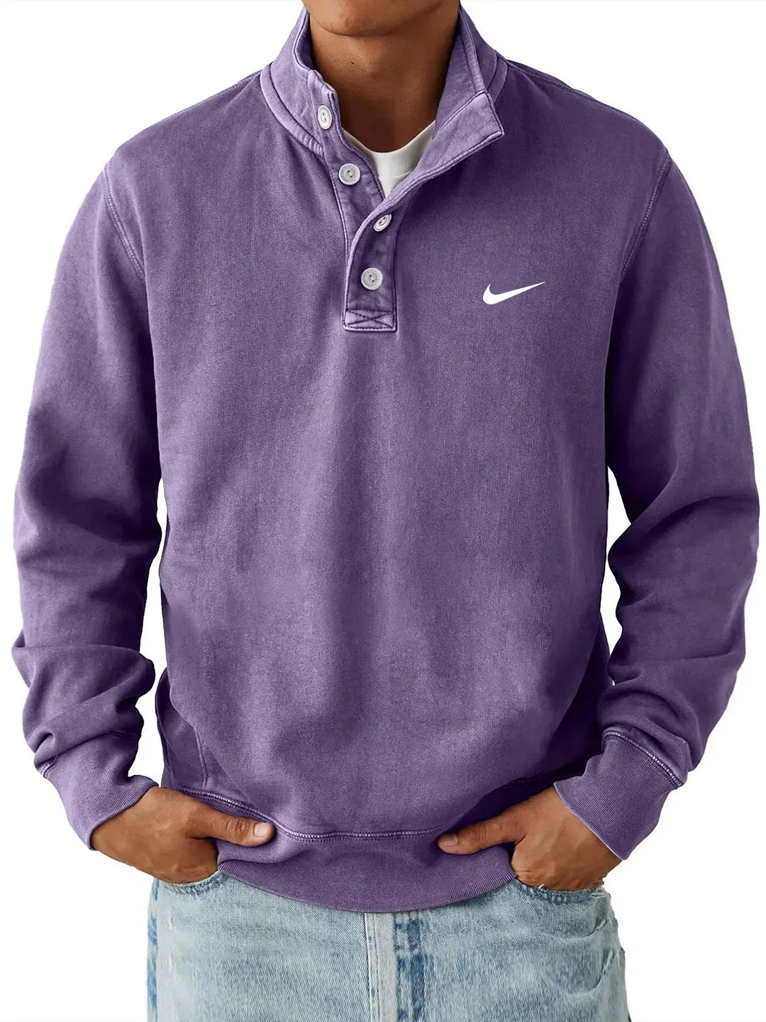 Men’s Collar Sweatshirt – Slim Fit Casual Pullover