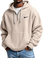 Men’s  Waffle Knit Hoodie – Oversized Textured Casual Pullover