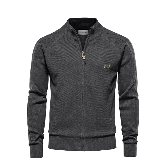 Men’s Knit Zip Sweater – Slim Fit Textured Casual Jacket